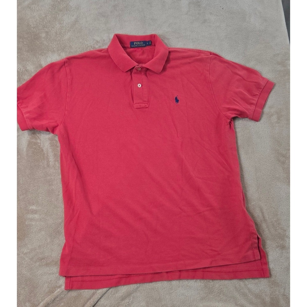 Polo Ralph‎ lauren Polo Shirt Men Size Large Red Mesh Casual Preppy Short Sleeve